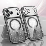Coque de téléphone magnétique scintillante en TPU à cadre ondulé avec diamant électrolytique, Pour iPhone 17 Pro Max, Pour iPhone 17 Pro, Pour iPhone 17, Pour iPhone 16 Pro Max, Pour iPhone 16 Pro, Pour iPhone 16