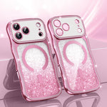 Coque de téléphone magnétique scintillante en TPU à cadre ondulé avec diamant électrolytique, Pour iPhone 17 Pro Max, Pour iPhone 17 Pro, Pour iPhone 17, Pour iPhone 16 Pro Max, Pour iPhone 16 Pro, Pour iPhone 16