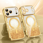 Coque de téléphone magnétique scintillante en TPU à cadre ondulé avec diamant électrolytique, Pour iPhone 17 Pro Max, Pour iPhone 17 Pro, Pour iPhone 17, Pour iPhone 16 Pro Max, Pour iPhone 16 Pro, Pour iPhone 16