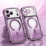 Coque de téléphone magnétique scintillante en TPU à cadre ondulé avec diamant électrolytique, Pour iPhone 17 Pro Max, Pour iPhone 17 Pro, Pour iPhone 17, Pour iPhone 16 Pro Max, Pour iPhone 16 Pro, Pour iPhone 16