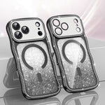 Coque de téléphone magnétique scintillante en TPU à cadre ondulé avec diamant électrolytique, Pour iPhone 17 Pro Max, Pour iPhone 17 Pro, Pour iPhone 17, Pour iPhone 16 Pro Max, Pour iPhone 16 Pro, Pour iPhone 16