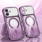 Coque de téléphone magnétique scintillante en TPU à cadre ondulé avec diamant électrolytique, Pour iPhone 17 Pro Max, Pour iPhone 17 Pro, Pour iPhone 17, Pour iPhone 16 Pro Max, Pour iPhone 16 Pro, Pour iPhone 16