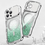 Coque de téléphone magnétique scintillante en TPU à cadre ondulé avec diamant électrolytique, Pour iPhone 17 Pro Max, Pour iPhone 17 Pro, Pour iPhone 17, Pour iPhone 16 Pro Max, Pour iPhone 16 Pro, Pour iPhone 16