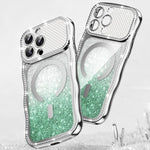 Coque de téléphone magnétique scintillante en TPU à cadre ondulé avec diamant électrolytique, Pour iPhone 17 Pro Max, Pour iPhone 17 Pro, Pour iPhone 17, Pour iPhone 16 Pro Max, Pour iPhone 16 Pro, Pour iPhone 16