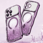 Coque de téléphone magnétique scintillante en TPU à cadre ondulé avec diamant électrolytique, Pour iPhone 17 Pro Max, Pour iPhone 17 Pro, Pour iPhone 17, Pour iPhone 16 Pro Max, Pour iPhone 16 Pro, Pour iPhone 16
