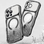 Coque de téléphone magnétique scintillante en TPU à cadre ondulé avec diamant électrolytique, Pour iPhone 17 Pro Max, Pour iPhone 17 Pro, Pour iPhone 17, Pour iPhone 16 Pro Max, Pour iPhone 16 Pro, Pour iPhone 16