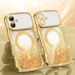 Coque de téléphone magnétique scintillante en TPU à cadre ondulé avec diamant électrolytique, Pour iPhone 17 Pro Max, Pour iPhone 17 Pro, Pour iPhone 17, Pour iPhone 16 Pro Max, Pour iPhone 16 Pro, Pour iPhone 16