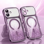 Coque de téléphone magnétique scintillante en TPU à cadre ondulé avec diamant électrolytique, Pour iPhone 17 Pro Max, Pour iPhone 17 Pro, Pour iPhone 17, Pour iPhone 16 Pro Max, Pour iPhone 16 Pro, Pour iPhone 16
