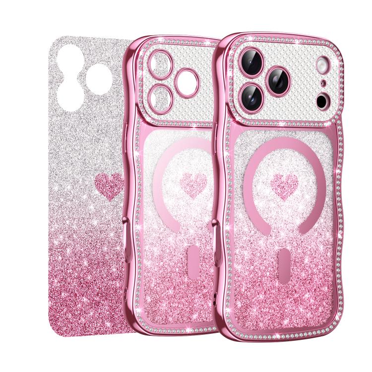 Coque de téléphone magnétique en TPU à paillettes avec étoile en diamant, cadre ondulé, galvanisé, pour iPhone 17 Pro Max, pour iPhone 17 Pro, pour iPhone 17, pour iPhone 16 Pro Max, pour iPhone 16 Pro, pour iPhone 16