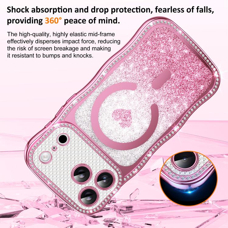 Coque de téléphone magnétique en TPU à paillettes avec étoile en diamant, cadre ondulé, galvanisé, pour iPhone 17 Pro Max, pour iPhone 17 Pro, pour iPhone 17, pour iPhone 16 Pro Max, pour iPhone 16 Pro, pour iPhone 16
