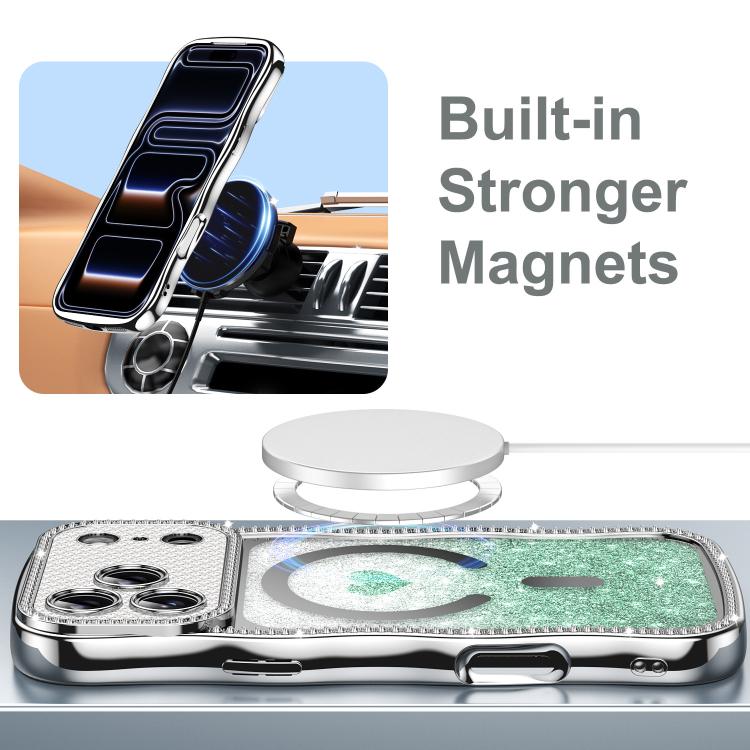 Coque de téléphone magnétique en TPU à paillettes avec étoile en diamant, cadre ondulé, galvanisé, pour iPhone 17 Pro Max, pour iPhone 17 Pro, pour iPhone 17, pour iPhone 16 Pro Max, pour iPhone 16 Pro, pour iPhone 16