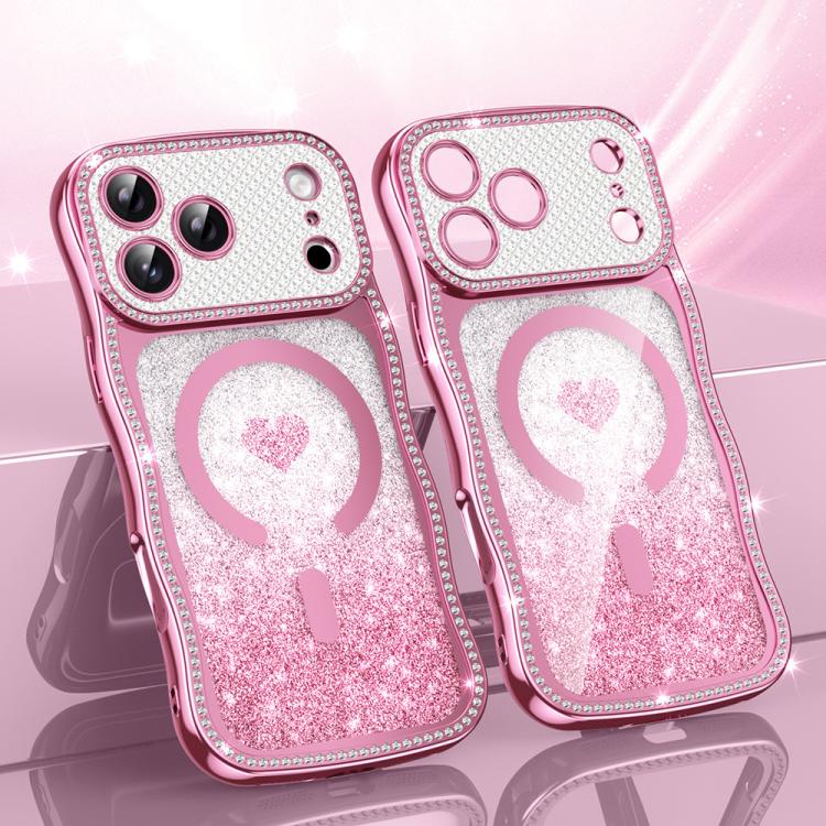 Coque de téléphone magnétique en TPU à paillettes avec étoile en diamant, cadre ondulé, galvanisé, pour iPhone 17 Pro Max, pour iPhone 17 Pro, pour iPhone 17, pour iPhone 16 Pro Max, pour iPhone 16 Pro, pour iPhone 16