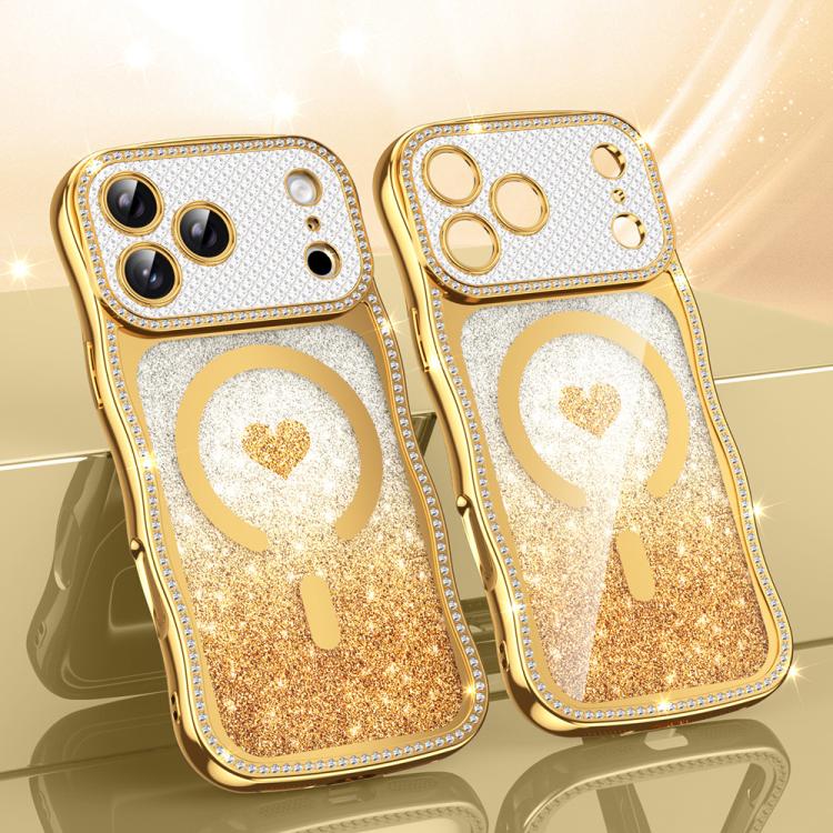 Coque de téléphone magnétique en TPU à paillettes avec étoile en diamant, cadre ondulé, galvanisé, pour iPhone 17 Pro Max, pour iPhone 17 Pro, pour iPhone 17, pour iPhone 16 Pro Max, pour iPhone 16 Pro, pour iPhone 16