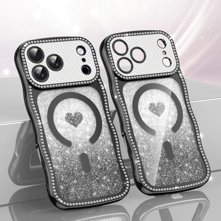 Coque de téléphone magnétique en TPU à paillettes avec étoile en diamant, cadre ondulé, galvanisé, pour iPhone 17 Pro Max, pour iPhone 17 Pro, pour iPhone 17, pour iPhone 16 Pro Max, pour iPhone 16 Pro, pour iPhone 16