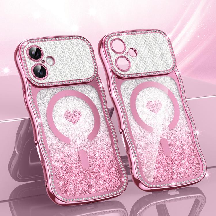 Coque de téléphone magnétique en TPU à paillettes avec étoile en diamant, cadre ondulé, galvanisé, pour iPhone 17 Pro Max, pour iPhone 17 Pro, pour iPhone 17, pour iPhone 16 Pro Max, pour iPhone 16 Pro, pour iPhone 16
