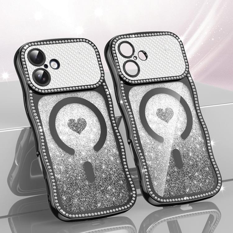 Coque de téléphone magnétique en TPU à paillettes avec étoile en diamant, cadre ondulé, galvanisé, pour iPhone 17 Pro Max, pour iPhone 17 Pro, pour iPhone 17, pour iPhone 16 Pro Max, pour iPhone 16 Pro, pour iPhone 16