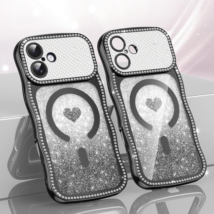 Coque de téléphone magnétique en TPU à paillettes avec étoile en diamant, cadre ondulé, galvanisé, pour iPhone 17 Pro Max, pour iPhone 17 Pro, pour iPhone 17, pour iPhone 16 Pro Max, pour iPhone 16 Pro, pour iPhone 16