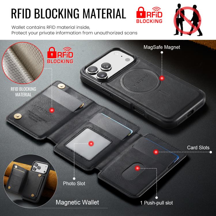 Étui de téléphone détachable MAGKING K3 Series MagSafe RFID K3 Pro avec porte-cartes, Pour iPhone 17 Pro Max, Pour iPhone 17 Pro, Pour iPhone Air