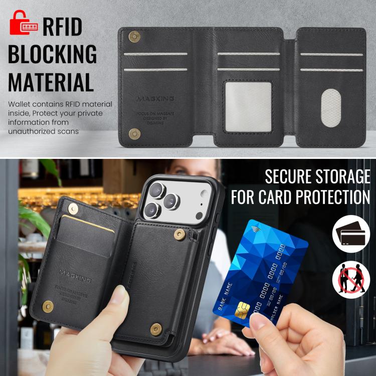 Étui de téléphone détachable MAGKING K3 Series MagSafe RFID K3 Pro avec porte-cartes, Pour iPhone 17 Pro Max, Pour iPhone 17 Pro, Pour iPhone Air