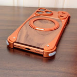 Coque de téléphone MagSafe avec support rotatif à 360 degrés sans cadre en noyer, pour iPhone 17 Pro Max, pour iPhone 17 Pro