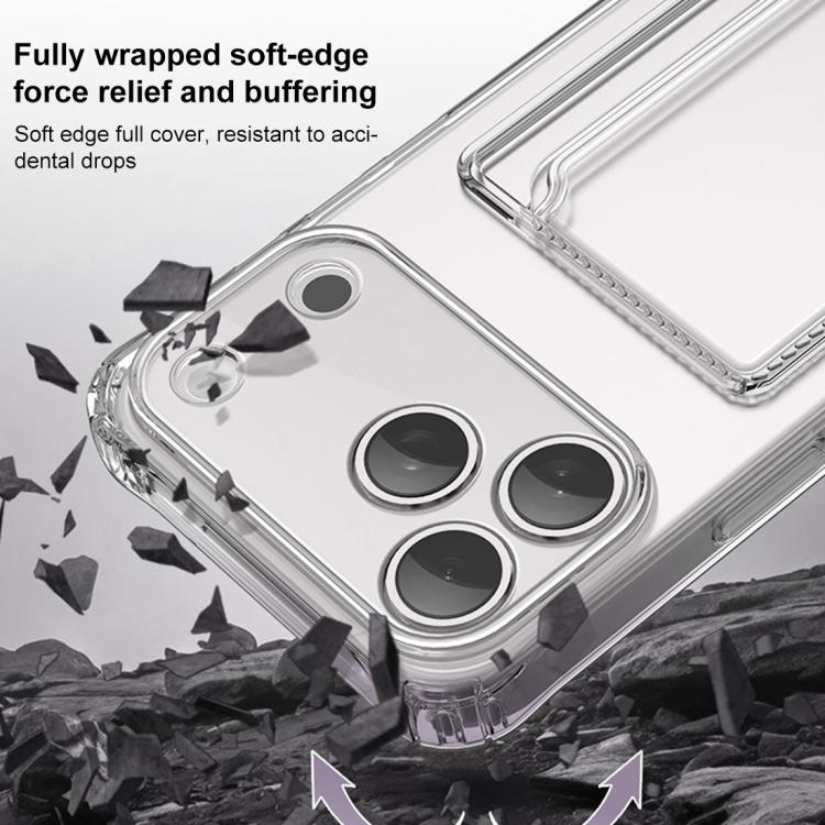 Coque de téléphone XDcase en TPU transparent avec fente pour carte et trous précis, Pour iPhone 17 Pro Max, Pour iPhone 17 Pro, Pour iPhone 17, Pour iPhone Air