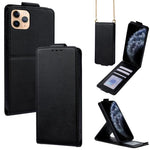 Étui de téléphone en cuir vegan uni avec rabat vertical et chaîne bandoulière, pour iPhone 11 Pro Max, pour iPhone 11, pour iPhone 11 Pro