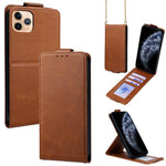 Étui de téléphone en cuir vegan uni avec rabat vertical et chaîne bandoulière, pour iPhone 11 Pro Max, pour iPhone 11, pour iPhone 11 Pro