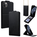 Étui de téléphone en cuir vegan uni avec rabat vertical et chaîne bandoulière, pour iPhone 11 Pro Max, pour iPhone 11, pour iPhone 11 Pro
