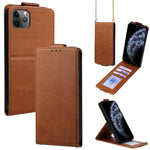 Étui de téléphone en cuir vegan uni avec rabat vertical et chaîne bandoulière, pour iPhone 11 Pro Max, pour iPhone 11, pour iPhone 11 Pro