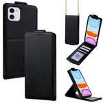 Étui de téléphone en cuir vegan uni avec rabat vertical et chaîne bandoulière, pour iPhone 11 Pro Max, pour iPhone 11, pour iPhone 11 Pro