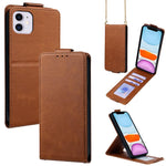 Étui de téléphone en cuir vegan uni avec rabat vertical et chaîne bandoulière, pour iPhone 11 Pro Max, pour iPhone 11, pour iPhone 11 Pro