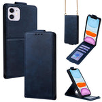 Étui de téléphone en cuir vegan uni avec rabat vertical et chaîne bandoulière, pour iPhone 11 Pro Max, pour iPhone 11, pour iPhone 11 Pro