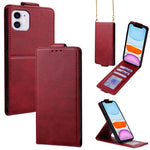 Étui de téléphone en cuir vegan uni avec rabat vertical et chaîne bandoulière, pour iPhone 11 Pro Max, pour iPhone 11, pour iPhone 11 Pro