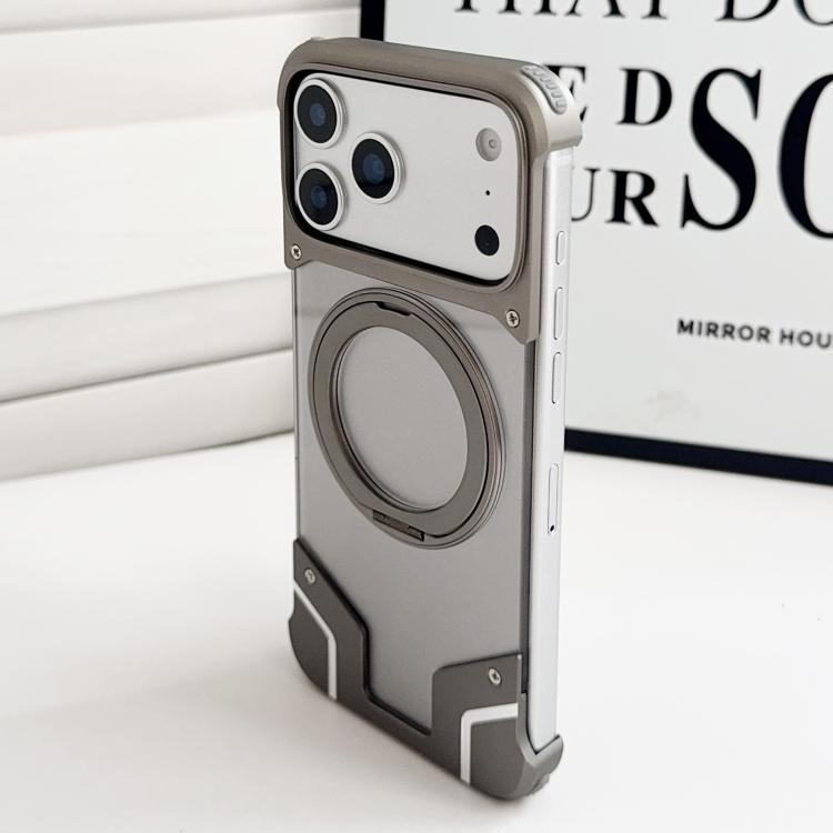 Coque de téléphone magnétique sans cadre en métal couleur armure originale avec support rotatif à 360°, pour iPhone 17 Pro Max, pour iPhone 17 Pro