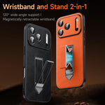 Étui de téléphone en similicuir avec support métallique caché au poignet SULADA, pour iPhone 17 Pro Max, pour iPhone 17 Pro, pour iPhone 17, pour iPhone 16 Pro Max, pour iPhone 16 Pro, pour iPhone 16