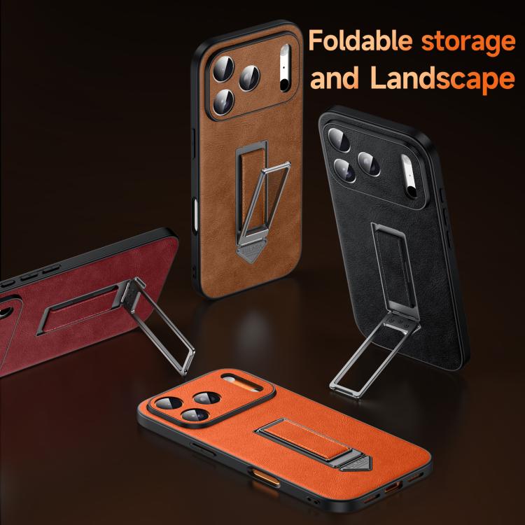 Étui de téléphone en similicuir avec support métallique caché au poignet SULADA, pour iPhone 17 Pro Max, pour iPhone 17 Pro, pour iPhone 17, pour iPhone 16 Pro Max, pour iPhone 16 Pro, pour iPhone 16