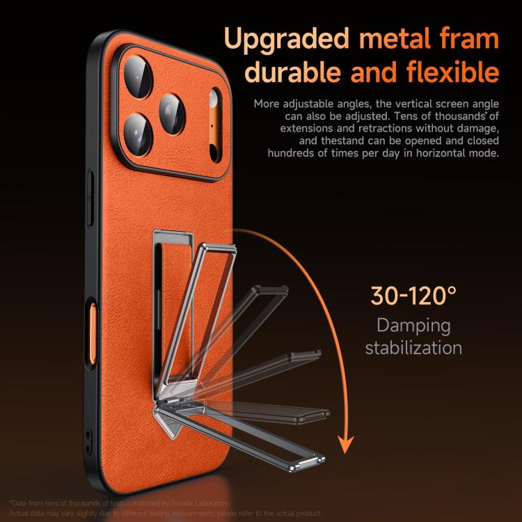 Étui de téléphone en similicuir avec support métallique caché au poignet SULADA, pour iPhone 17 Pro Max, pour iPhone 17 Pro, pour iPhone 17, pour iPhone 16 Pro Max, pour iPhone 16 Pro, pour iPhone 16