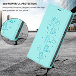 Étui de téléphone en cuir végétalien magnétique RFID gaufré chats mignons, pour iPhone 17e / 16e, pour iPhone 17 Pro Max, pour iPhone 17 Pro, pour iPhone 17
