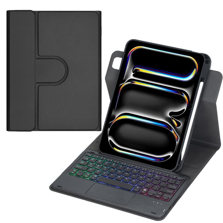 Étui pour tablette en cuir avec clavier Bluetooth rétroéclairé rotatif à 360 degrés et pavé tactile, pour iPad Pro 11 2025 / 2024, pour iPad 2025 / 2022, pour iPad Air 11 2025 / iPad Pro 11 2022, pour iPad 10.2 2021 / 2019 / iPad Air 3