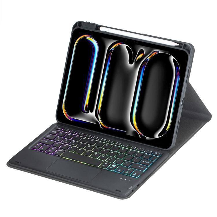 Étui pour tablette en cuir avec clavier Bluetooth rétroéclairé rotatif à 360 degrés et pavé tactile, pour iPad Pro 11 2025 / 2024, pour iPad 2025 / 2022, pour iPad Air 11 2025 / iPad Pro 11 2022, pour iPad 10.2 2021 / 2019 / iPad Air 3