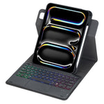 Étui pour tablette en cuir avec clavier Bluetooth rétroéclairé rotatif à 360 degrés et pavé tactile, pour iPad Pro 11 2025 / 2024, pour iPad 2025 / 2022, pour iPad Air 11 2025 / iPad Pro 11 2022, pour iPad 10.2 2021 / 2019 / iPad Air 3