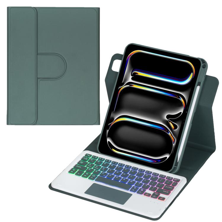 Étui pour tablette en cuir avec clavier Bluetooth rétroéclairé rotatif à 360 degrés et pavé tactile, pour iPad Pro 11 2025 / 2024, pour iPad 2025 / 2022, pour iPad Air 11 2025 / iPad Pro 11 2022, pour iPad 10.2 2021 / 2019 / iPad Air 3