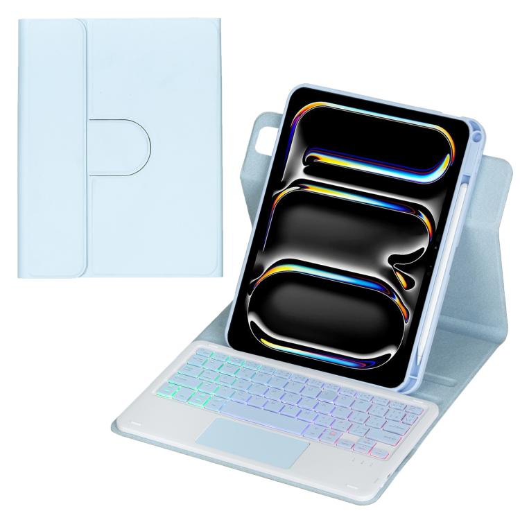 Étui pour tablette en cuir avec clavier Bluetooth rétroéclairé rotatif à 360 degrés et pavé tactile, pour iPad Pro 11 2025 / 2024, pour iPad 2025 / 2022, pour iPad Air 11 2025 / iPad Pro 11 2022, pour iPad 10.2 2021 / 2019 / iPad Air 3
