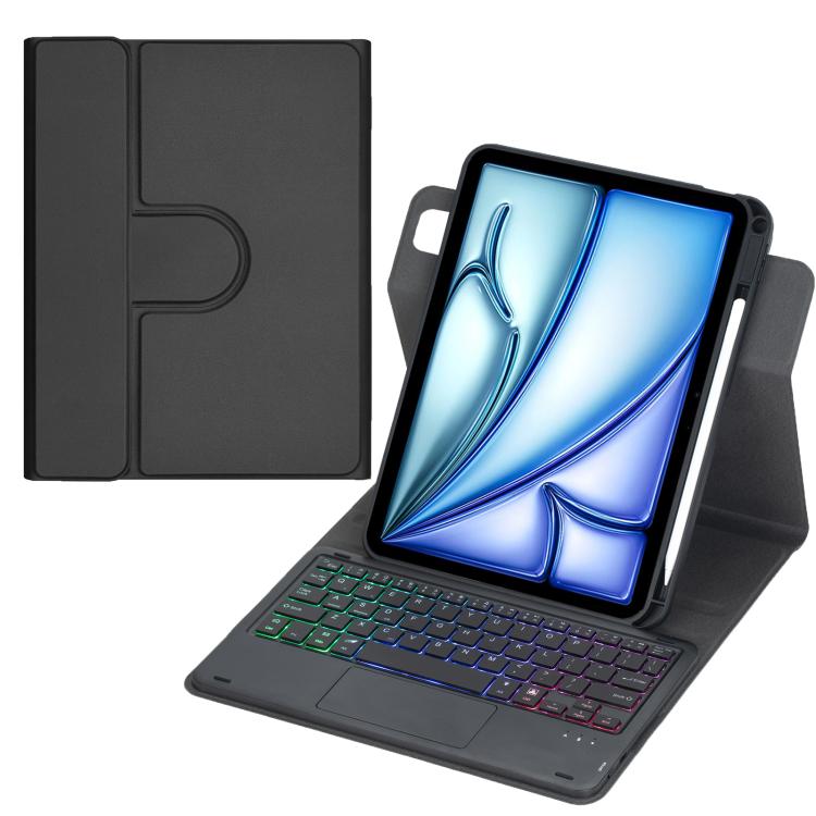 Étui pour tablette en cuir avec clavier Bluetooth rétroéclairé rotatif à 360 degrés et pavé tactile, pour iPad Pro 11 2025 / 2024, pour iPad 2025 / 2022, pour iPad Air 11 2025 / iPad Pro 11 2022, pour iPad 10.2 2021 / 2019 / iPad Air 3