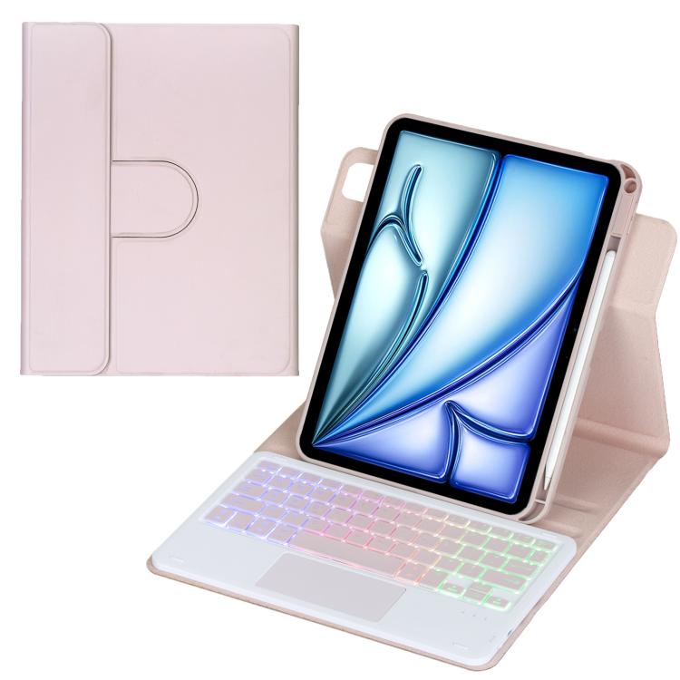 Étui pour tablette en cuir avec clavier Bluetooth rétroéclairé rotatif à 360 degrés et pavé tactile, pour iPad Pro 11 2025 / 2024, pour iPad 2025 / 2022, pour iPad Air 11 2025 / iPad Pro 11 2022, pour iPad 10.2 2021 / 2019 / iPad Air 3