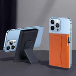 Support de téléphone portable magnétique automatique escamotable avec fentes pour cartes RFID