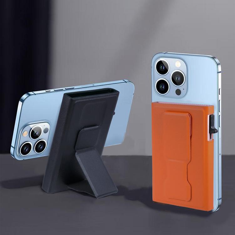 Support de téléphone portable magnétique automatique escamotable avec fentes pour cartes RFID