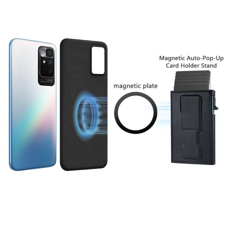 Support de téléphone portable magnétique automatique escamotable avec fentes pour cartes RFID