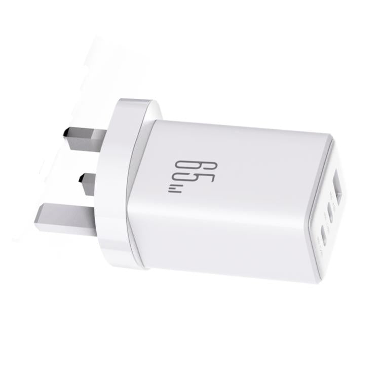 Chargeur 3 ports USB double Type-C GaN 65W JOYROOM JR-TG10 avec câble Type-C vers 8 broches, prise britannique