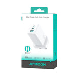 Chargeur 3 ports USB double Type-C GaN 65W JOYROOM JR-TG10 avec câble Type-C vers 8 broches, prise britannique